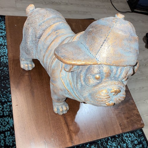 Blue gold patina stone dog - gold,