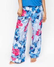 Cyberjammies Pyjama Bottoms Cotton Modal Women Lyla Blue Floral PJ Pant Wide Leg