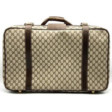 Gucci Old Gucci Keyed Travel Bag Trunk Suitcase GG Supreme Leather Brown Vintage