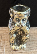 VINTAGE BRASS WISE MONKEY FIRESIDE MATCH HOLDER SPILL HOLDER