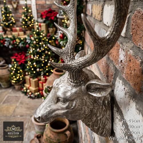 Silver stag head deer wall - head,