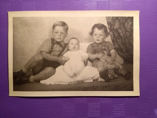 Old photo antique - girl, boy