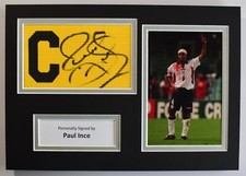 Paul Ince Signed Captains Armband A4 photo display England Football COA