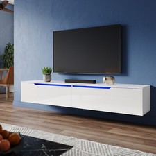 140/160/180cm High Gloss Floating LED TV Stand Unit Storage Cabinet Black/White