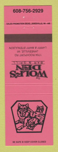 Matchbook cover wolf s - wolf's, den