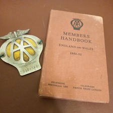 Vintage AA memorabilia including badge with members handbook 1951 -52
