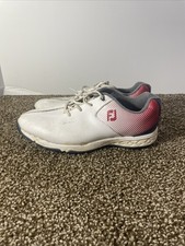 FootJoy Junior DNA Helix Golf Shoes White/Red/Blue - 45014 Cleats Spikes Sz 5 M