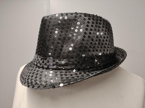 Black sequin trilby hat mens - black,