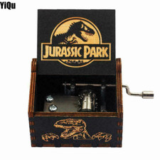 New Wooden Hand Crank Black Queen Jurassic Park Music Box Kids Xmas Gift Toys