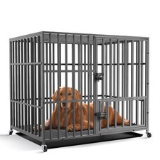 BingoPaw Heavy Duty Pet Dog Cage Strong Metal Crate Kennel Playpen Movable Wheel