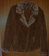 Genuine Pig Leather Jacket by C&A Yessica ZIP FASTENED FUR TRIM EU42 UK12