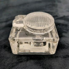 Pressed glass inkwell - glass, vintage