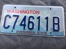 American License Plate Washington Evergreen State C74611B FREE POSTAGE 