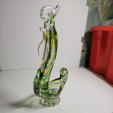 VINTAGE ROMANIAN MULTI COLOUR HANDMADE GLASS COCKEREL ROOSTER  1980s VGC. #3