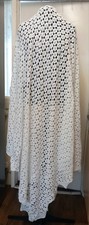 Vintage White Crocheted Table Cloth. Used Condition. Size XL.  84x68 Inches.