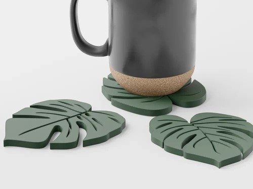 Piece monstera leaf coaster - 3-piece,