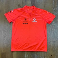 Vodafone McLaren Mercedes Benz Orange Motor Sport Racing Polo Shirt Size Large
