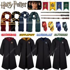 UK Harry Potter Costume Gryffindor Slytherin Robe Cloak Tie LED Wand Scarf Xmas
