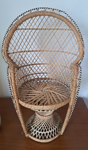 Vintage mini wicker peacock - wicker,