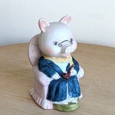 Vintage ceramic grandpa pig with pipe in armchair. Funny retirement gift?
