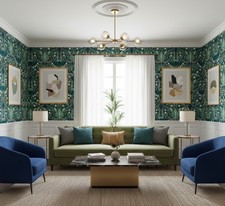 Teal Art Nouveau Printed