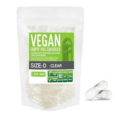 Vegan Capsules Size 0 Empty Plant Based Clear Gluten Free Non-GMO 1K-10K