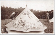 Military Tent Art RPPC 1931 Woolly Mammoth Scene by R. Watt UK