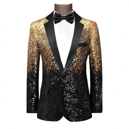 Mens sequin blazer jacket - sequin, gold