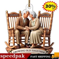 Old Couple Sitting On Rocking Chairs Together Personalized Christmas Orname n t