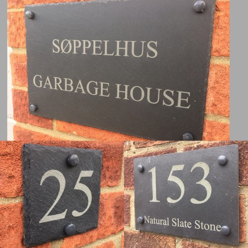 Rustic slate house - rustic, sign