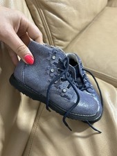 Lelli Kelly blue flowered girls lace up boots size 26 ( uk size 8 aprox) 