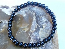 Elasticated BLACK GLASS Men's 6mm beads gemstone stretchable bracelet