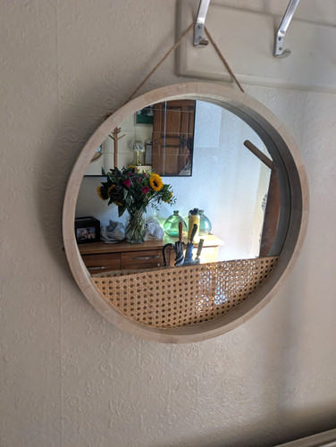 Round rattan mirror - mirror, /