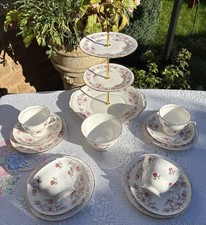Pretty Vintage Royal Osborne & Colclough Tea Set & 3 Tier Cake Stand