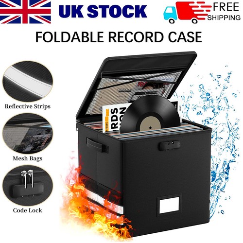 Black vinyl record storage box - black,