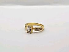 Baguette Cut Synthetic Diamond 18k Gold Plated Engagement Ring