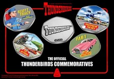 2025 THUNDERBIRDS COMEMORATIVE FULL SET  X4 50P COLOUR COINS. Ready to send.