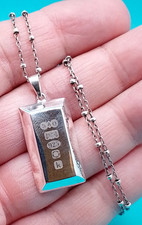 Sterling Silver 925 Ingot On Sterling Silver Chain 18"