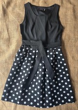 Tenki London Black & White Polka Dot Skater Dress (Size 8)
