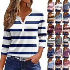 LADIES TOPS BUTTON V NECK