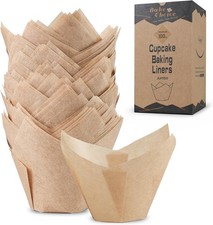 100pcs Natural Jumbo Tulip Cupcake Liners for Baking, Jumbo, 