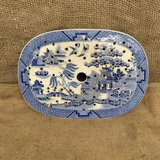 Antique Blue And White Meat Drainer - Willow Pattern - Antqiue Kitchenalia #2