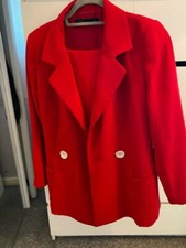 New Zara Red Linen Blazer & Trousers Co-ord Suit Size S 