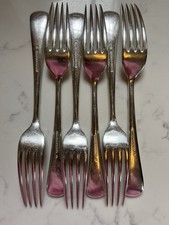 6 Silver Plate Waring & Gillow Dinner Forks ‘B’ Engraved.Old English Pattern