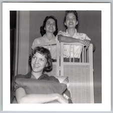 Vtg B&W Snapshot Three Young