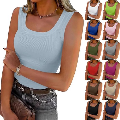 Ladies neck ribbed vest - u,