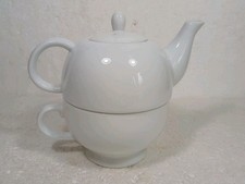 Two Cup White Teapot With Cup