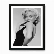 Marilyn Monroe Black And White Art  Framed Wall Art Poster Canvas Print Picture