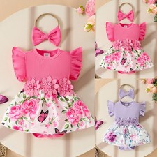 2PCS Newborn Baby Girls Floral