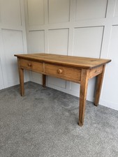 Antique Solid Pine Dairy Table 2 Drawer Side Hall Console Table Kitchen Island